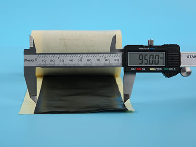 The width of wide double sided butyl tape is measured by the calipers, and the number is 95.00 mm.