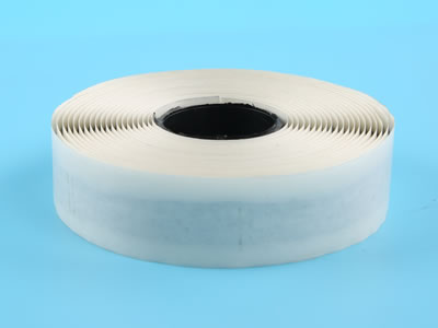 A roll of double sided butyl sealing tape is put on the blue background.