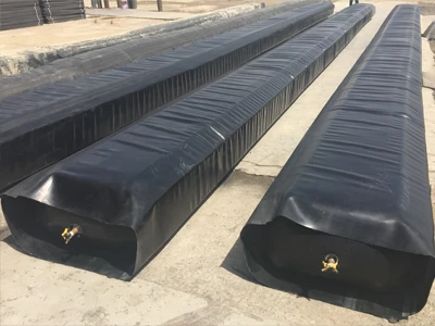 Multiple flat octagons rubber inflated culvert balloons placed on the ground