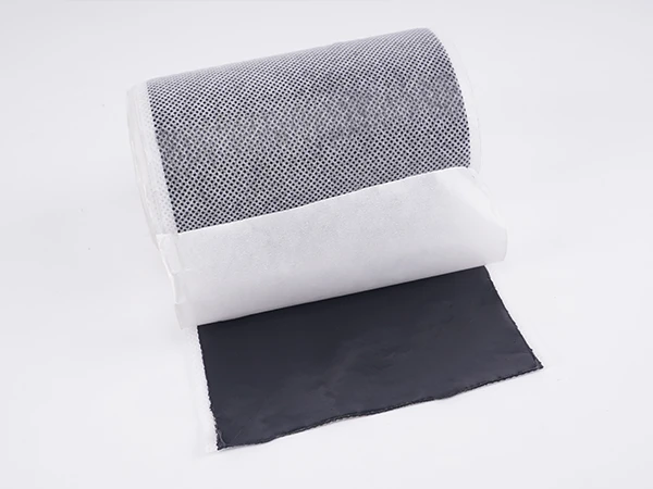 A roll of non-woven butyl tape placed horizontally