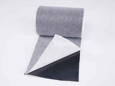 The non-woven tape consists of black butyl rubber, non-woven fabric, and white release paper.