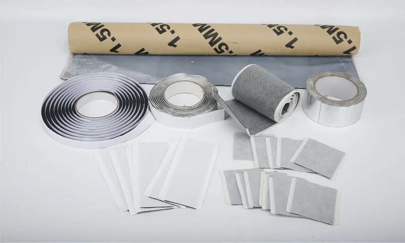 Seven styles of butyl tape are placed on the table